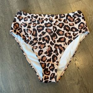 High Waisted Cheetah Print Bikini Bottoms